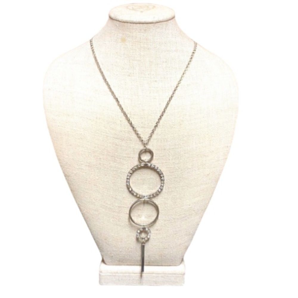 Silver-Tone Metal Triple Circle Necklace